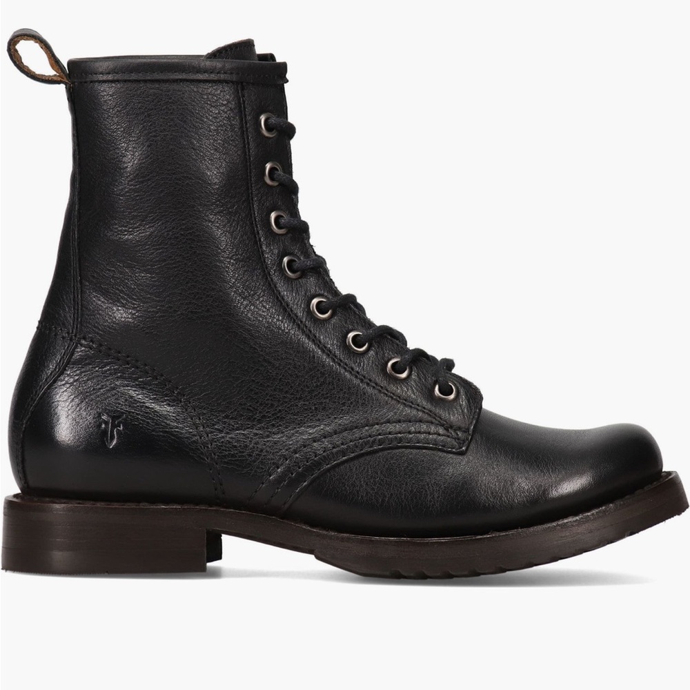 Frye Womens Black Lace-Up Leather Combat Boot - Veronica Flex Combat W9